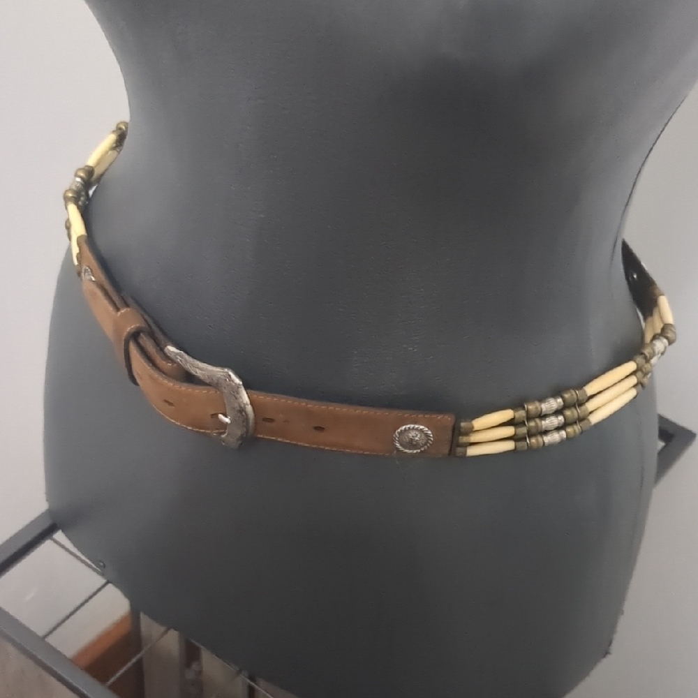Brown and Cream Women's Belt